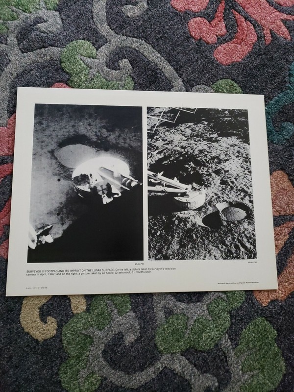 1969 NASA 14 x 11 lithograph photo Surveyor lll &  Apollo 12 Footprint O-375-846