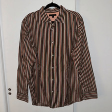 Banana Republic Men  s Collared Button Down Dress Shirt Brow Stripe XL EUC