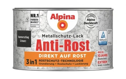 Alpina Metallfarbe, Rostprimer etc Anti Rost Hammerschlag 300 ml ca. RAL 9005 Sc