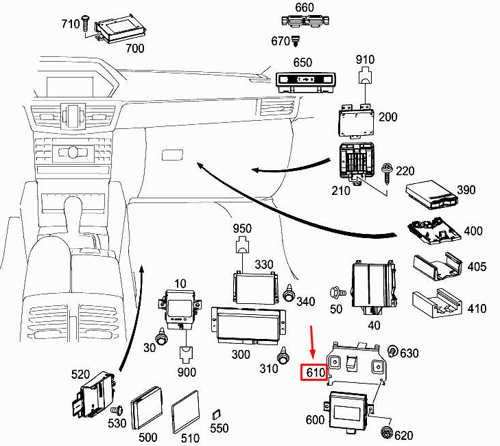 MERCEDES-BENZ E Cabrio A207 Chassis Control Unit Bracket A2125406940