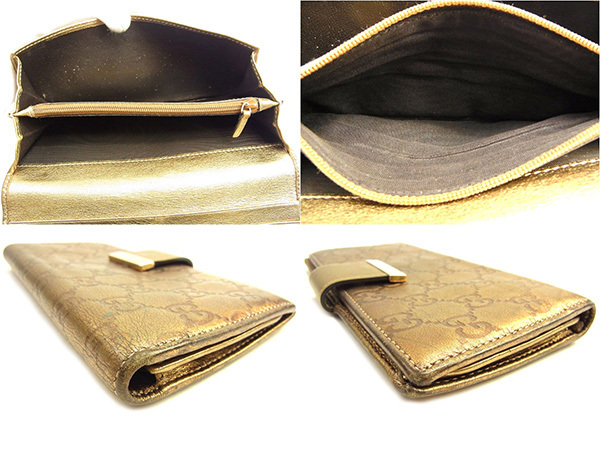Gucci Wallet Purse Long Wallet Guccissima Gold Woman unisex