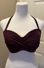 Victoria Secret Padded Twist Bikini Top Underwire Tie Neck Metal Clasp 34DD