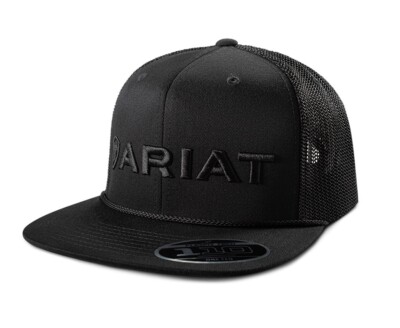 ARIAT Men's Black on Black 3D Embroidery Baseball Cap
