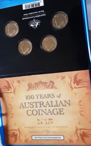 2010 four coin uncirculated set.  100 years of Australian coinage. - Picture 1 of 2