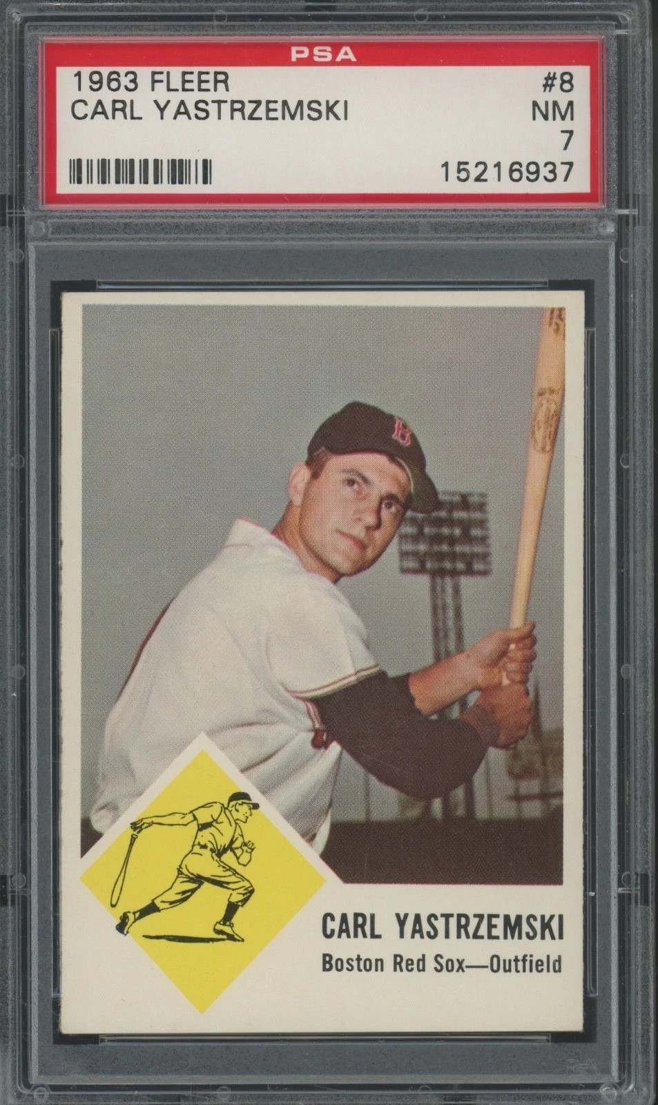 1963 Fleer Baseball Cards #8 Carl Yastrzemski HOF Boston Red Sox PSA 7 NM
