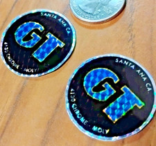 BMX bike stickers circle gt decals coin os BMX 1.25" holo blue/gold stickers