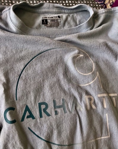 WOMENS CARHARTT LOOSE FIT BLUE TSHIRT SIZE S (4-6) - Picture 3 of 3
