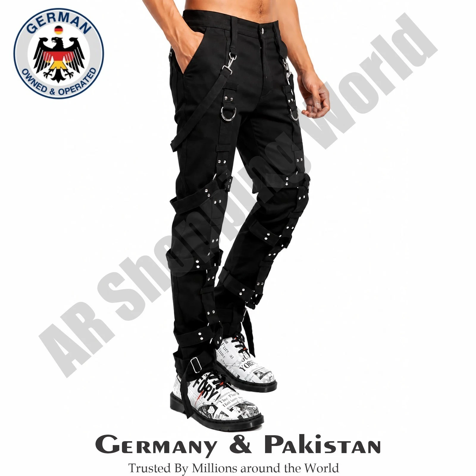 Men's Gothic Tripp Punk Bondage Pants Black Strap Buckle Emo Cyber Goth Trousers
Opens in a new wind