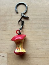 Retro Apple Core Keychain Vintage Food Fruit Charm Funky Novelty Key Ring