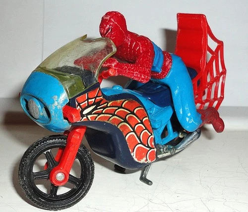 Vintage Diecast & plastic Corgi Spider Man Bike with Spider Man rider