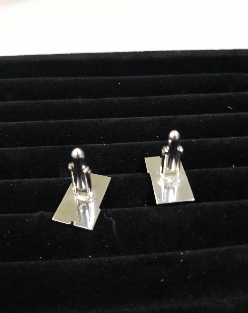 Stunning Vintage Silver Tone Rectangular Cufflink… - image 4