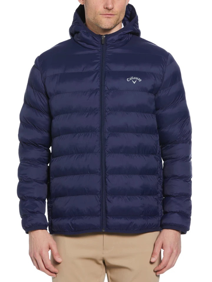 Callaway Golf Long Sleeve Faux Down Hooded Zip Up Puffer Jacket