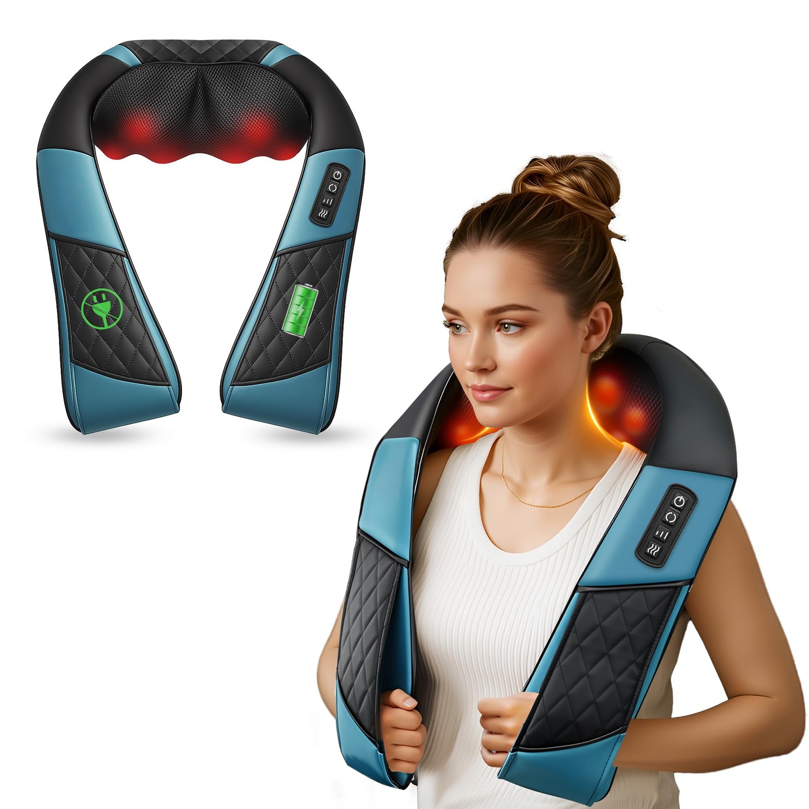 Massaggiatore Cervicale Comfier Cordless Shiatsu 4D con Funzione Calore