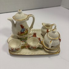 Beatrix Potter Mini Tea Set - 8 Pieces, Gold Trim w/ Peter Rabbit