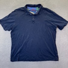 Tommy Bahama Men's XL Blue Pima Cotton Tropical Print Collar Polo Shirt Casual