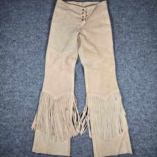 Vintage 70s Zig-Zag San Francisco Suede Leather Fringe Pants 29 x 31.5 PRISTINE