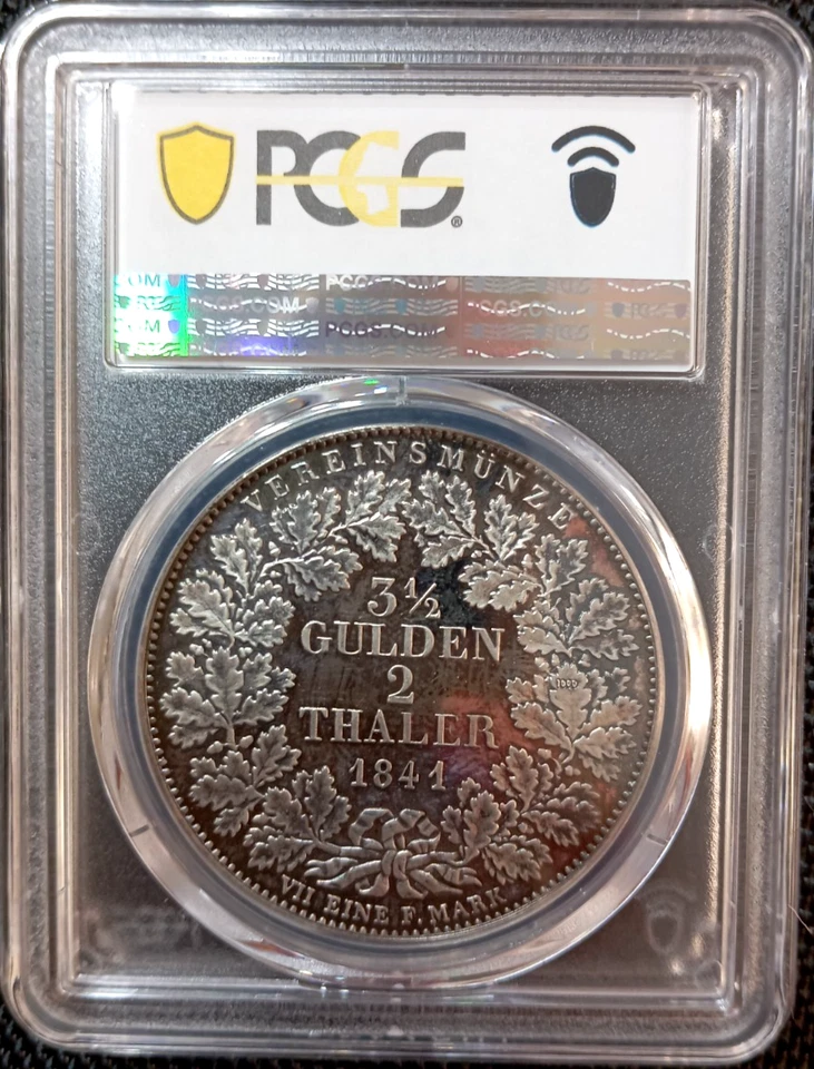 PCGS Franfkurt 1841"1981 SP-62 Silver City View 2 Thaler Proof Restrike Top Pop - Image 4 of 4