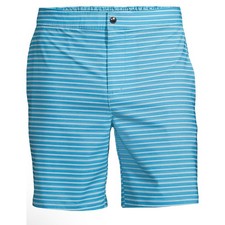 NWOT Lands' End Men's Sunset Swim Short 7 Inch Turquoise Striped S 28-30