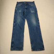 VINTAGE Wrangler Jeans Mens 33x32 Blue 13MWZ Cowboy Cut Cotton Faded Distressed