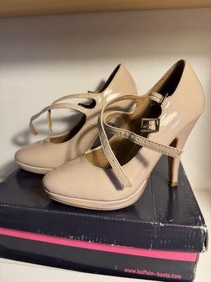 Buffalo London Lack-Pumps Nude/Beige, Gr. 36 Mary Jane wie NEU