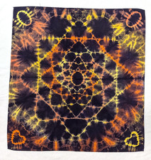 TIE DYE Bandanna, Mandala in Fall Colors, 22" X 21",