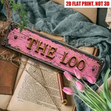 Vintage The Loo Bathroom Tin Signs Retro Decor Home/Toilet Wall Art Pink Plaque