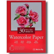 Watercolor Paper Pad 9x12 30 Sheets Cold Press Water Color Sketchbook Pad 140 Lb