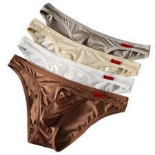 4 PACK Mens Bikinis Briefs Underwear Breathable Low Rise Underpants Panties