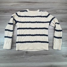 Gap Kids Cream Navy Blue Striped Cable Knit S...