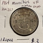 1964 MAURITIUS - 1 RUPEE KM 35.1 - VF MINTAGE 200k - FREE SHIPPING — photo 1