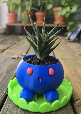 Oddish 3in Indoor Outdoor Pokemon Cute 3D Printed Succulent Planter w/ Drainage