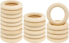 20PCS Natural Wood Rings for Crafts, Macrame Rings for DIY, Wooden Rings Without