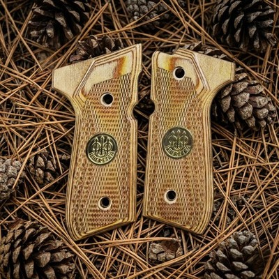 Beretta 92 96 M9 Wood Grips Full Size 92FS 92F Double Diamond Laminated Hardwood