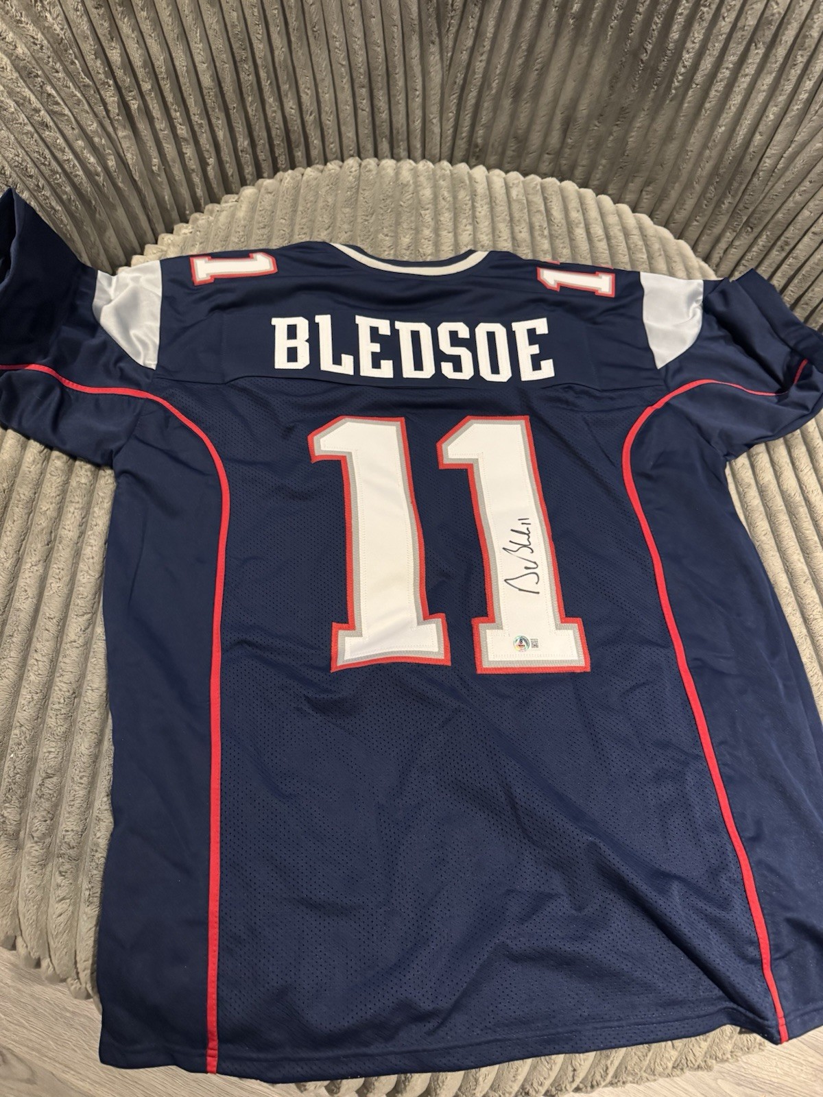 Drew Bledsoe Autographed Signed New England Patriots / Custom Jersey Beckett COA 