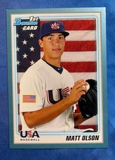 Matt Olson 2010 1st Bowman RARE #/399 SKY BLUE TEAM USA Original Rookie Card RC. rookie card picture