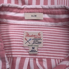 J Crew Broken In Oxford Shirt Mens Medium Pink Slim Striped Button Up