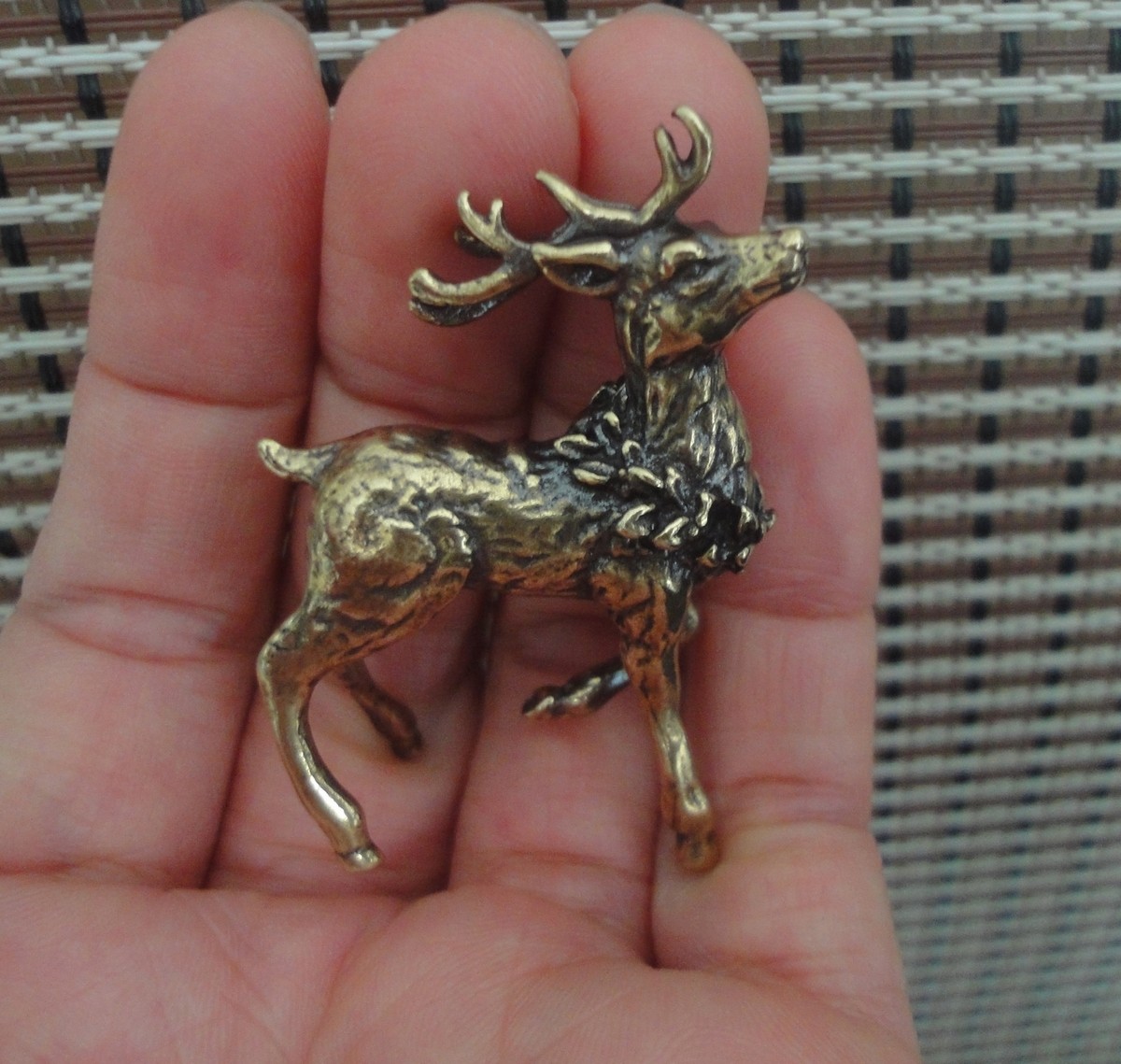 Vintage Style Metal Brass Deer Figurine Home Decor Bronze Color Statue