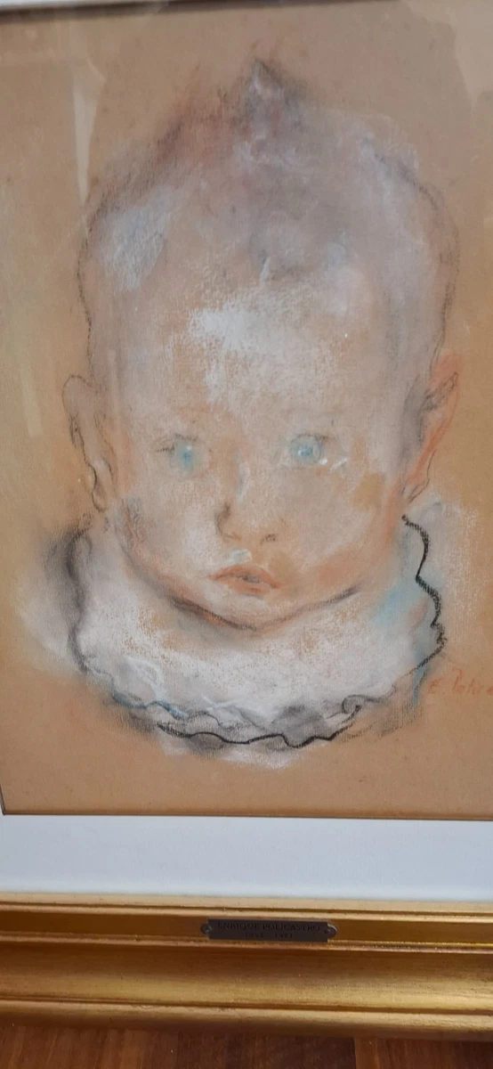 Enrique Policastro (1898-1971) 'BEBE' - Técnica Mixta sobre Cartón, Firmado 1949
