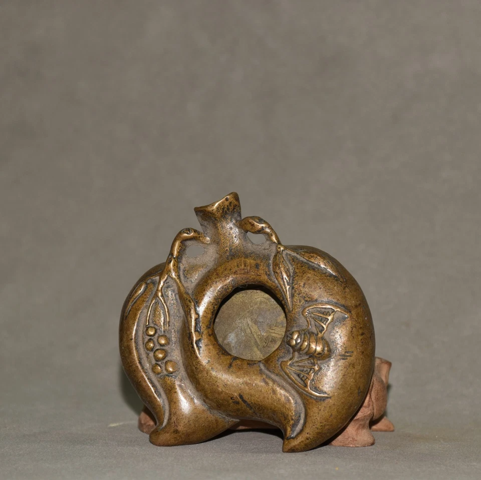 Cepillo de 4,7" China Antigua Colección Bronce Murciélago Melocotón Lavado Envío Gratis Foto 2 de 4