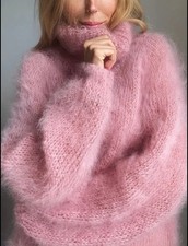 Women  s Alpaca Wool Sweater-Plus Size High Neck Casual Sweater,loose Fit. XL