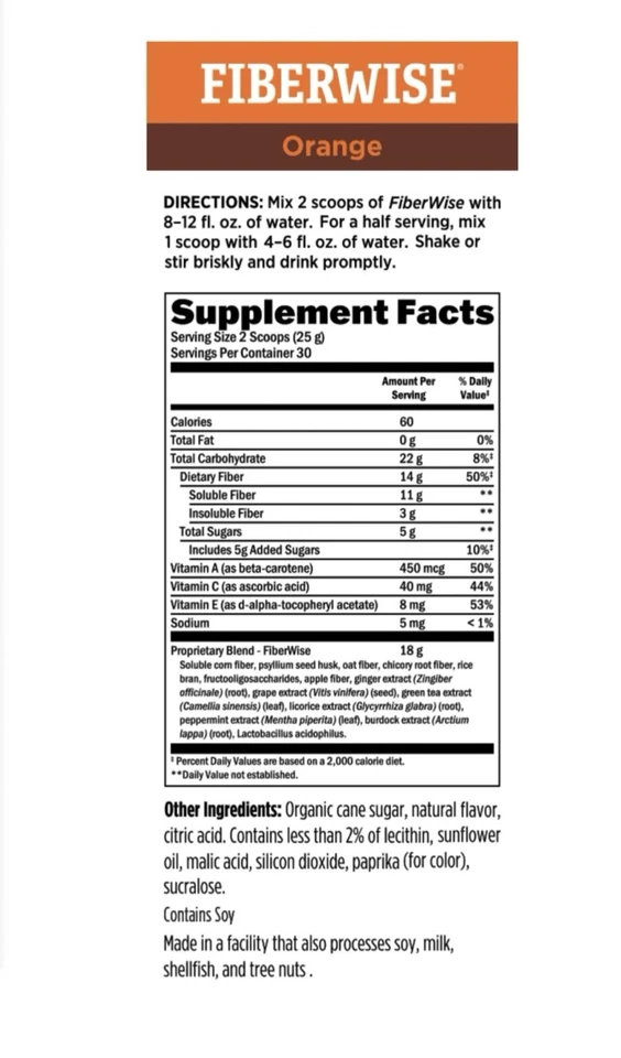 Suplemento de bebida de fibra de bayas y naranja Melaleuca Fiberwise 30 porciones sin azúcar Foto 4 de 4