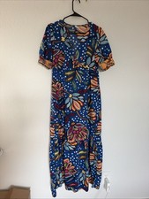Tabitha Brown Target 100% Cotton Blue Floral Tiered Maxi Dress Size 4