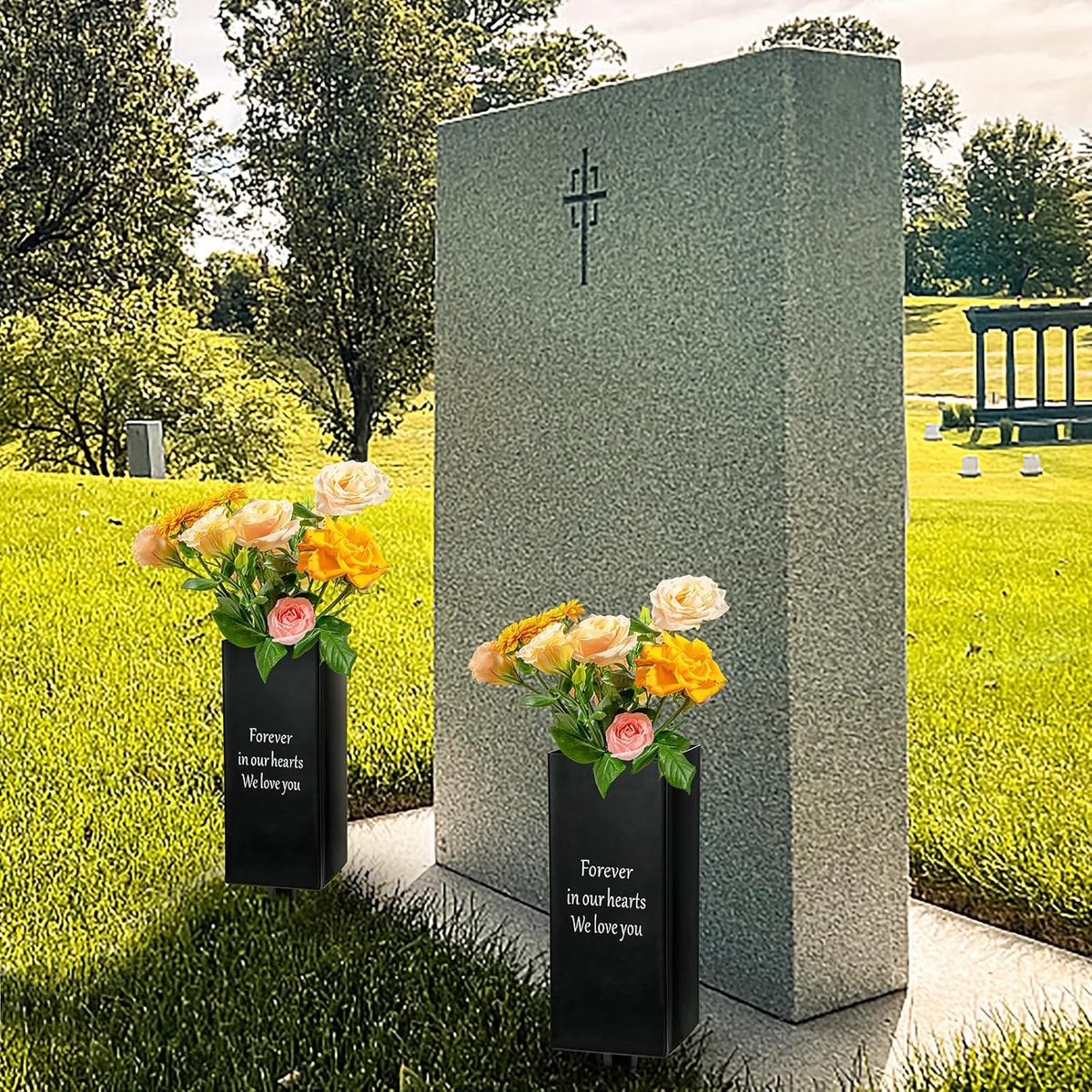 骨花壇 Metal Cemetery Vase Flower Holder with Spikes in Ground Grave