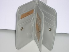 Buxton Gray Pebbled Leather Wallet Card Holder Snap Card Case ID Pocket NWT