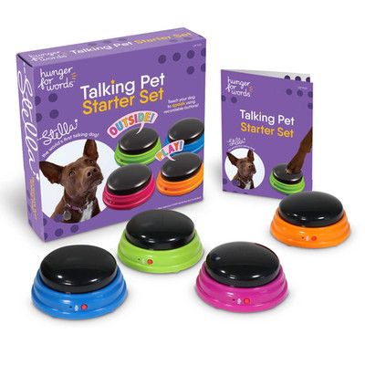 Hunger for Words Talking Pet Starter Set Recordable Buttons for Dog Training 4 P