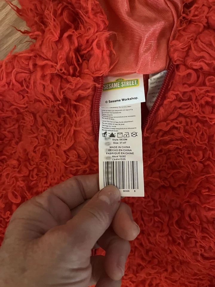 Sesame Street Elmo Extra Deluxe Plush Costume Size 3T-4T 1 Piece Zip Front - Image 4 of 4