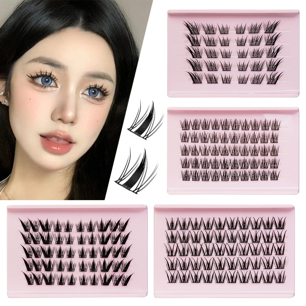 FILA 5 File Ciglia Finte Segmentate Grappoli Estensione Ciglia Quotidiane Nero