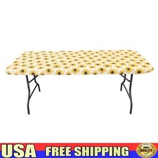 Elastic Fitted Vinyl Table Cover Waterproof Rectangle Indoor Outdoor Events New