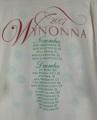 Wynonna Judd Classic Christmas Tour Dates Concert T Shirt 2XL 2007 - Picture 6 of 12