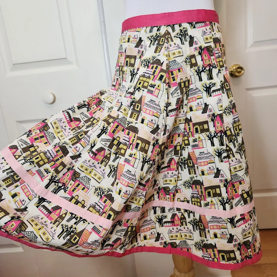 Falda Bernardo Talla 6 Mujer Rosa Estampado Pueblo Algodón Patinador Informal Fiesta Aline Foto 3 de 4